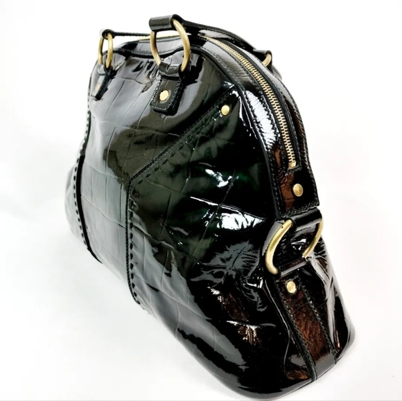 Like New Yves Saint Laurent YSL Crocodile-Skin Embossed Patent Leather Muse Bag - Picture 6 of 17